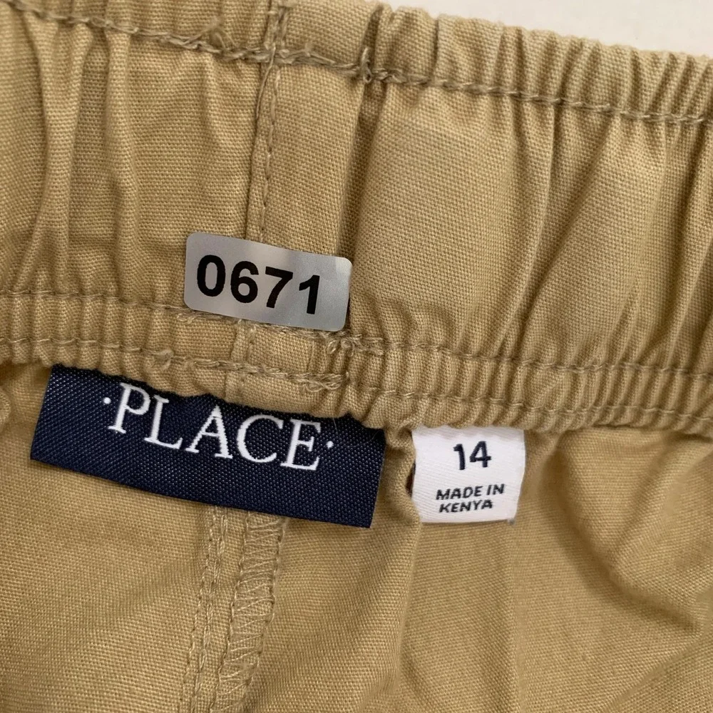 The Children's Place Jogger Pants BIG BOY Size 14 Khaki Tan Pull On Adjustable